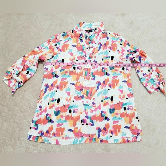 John Mark Women's Colorful Abstract Tunic Blouse 3/4 Sleeve Size Medium - Picture 9 of 13